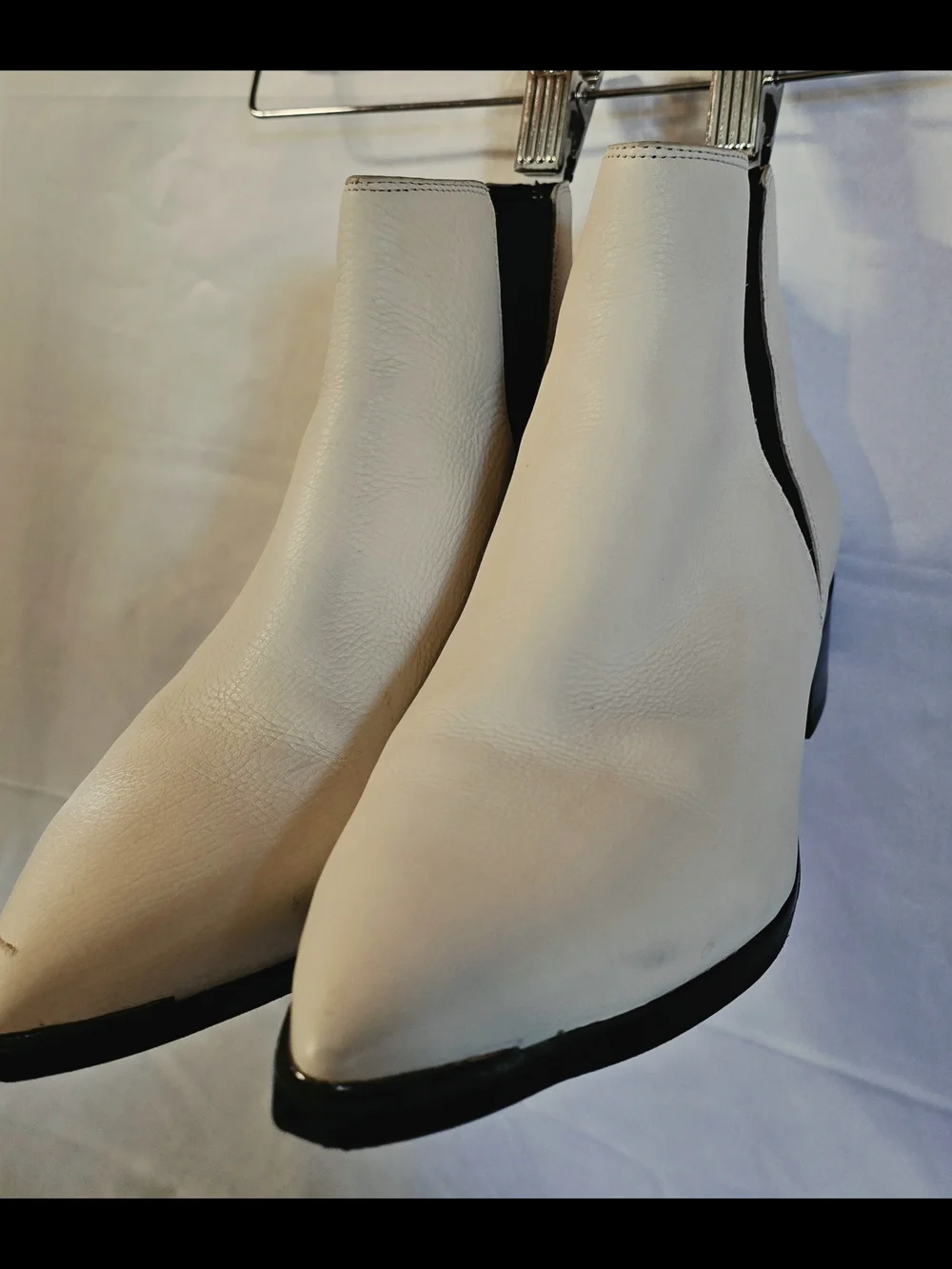 Marc Fisher LTD Yale White Leather Pointed Toe Chelsea Boots